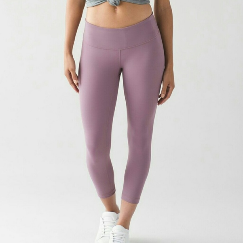 Sold! Lululemon Dusty Mauve Wunder Under Crop - Picture 2 of 6